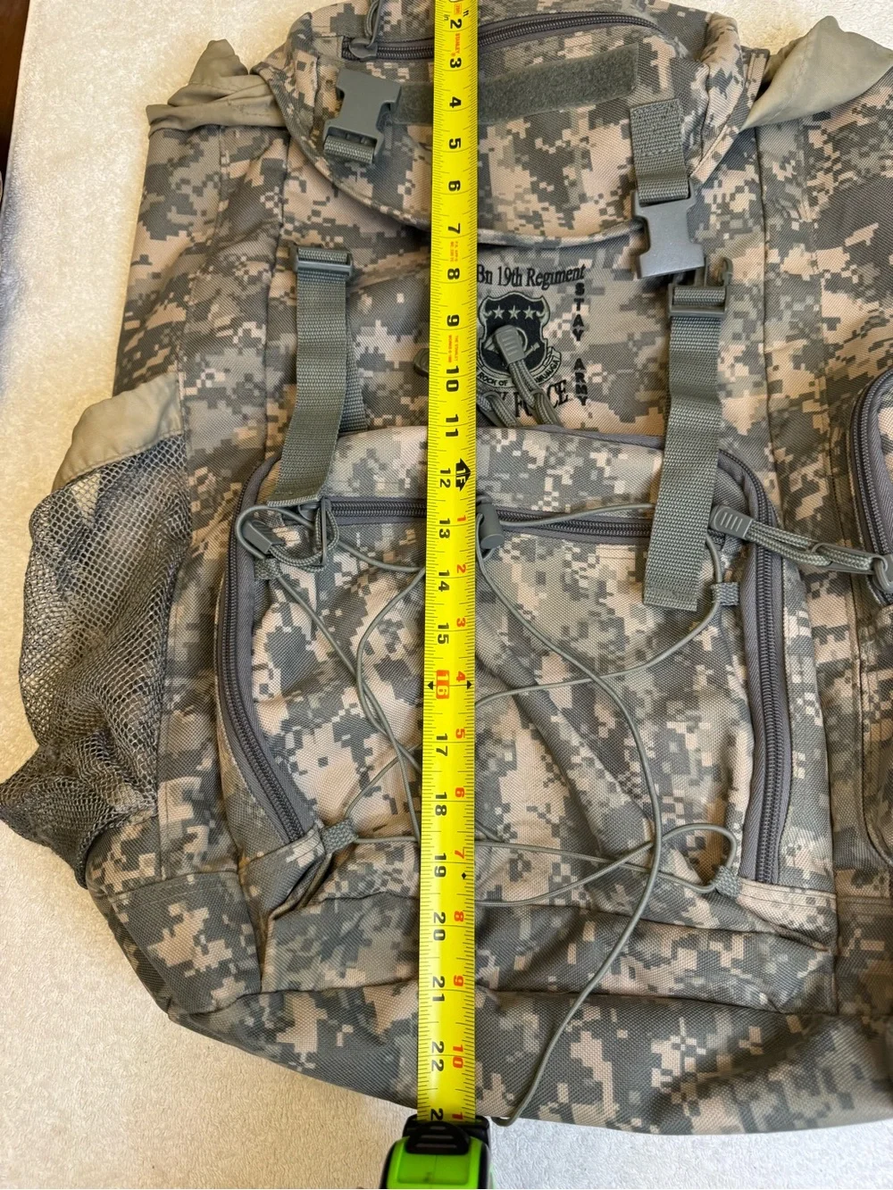 US Army 1st Bn 19th Infantry Tactical Camo Backpack 23x19